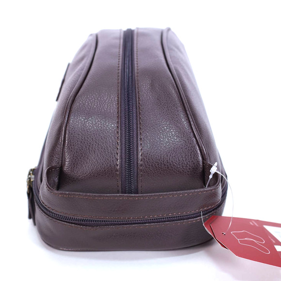 Perry Ellis Portfolio Dome Toiletry Faux Leather Travel Bag - Brown - NWT - Picture 3 of 14